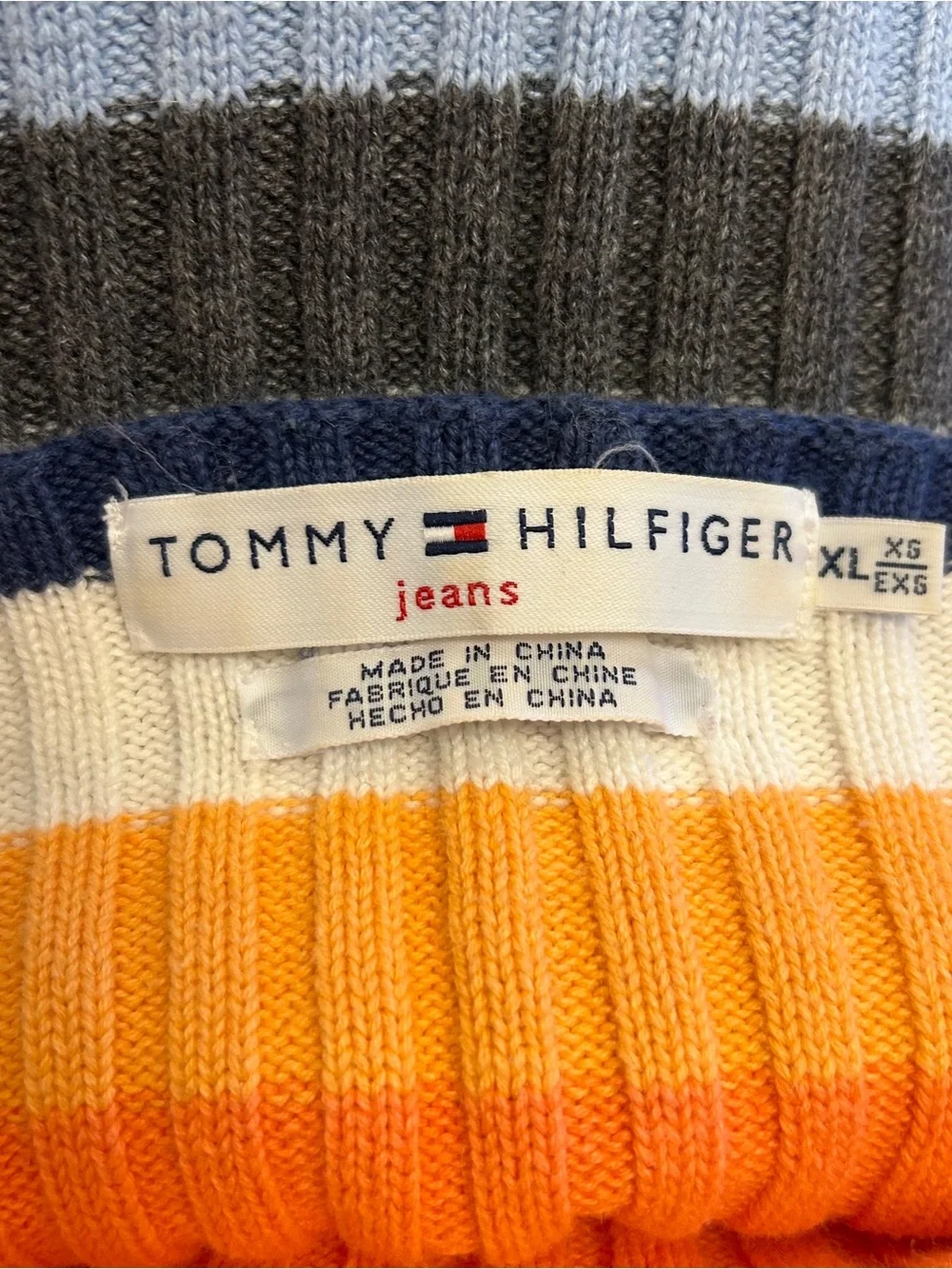 Vintage Y2K Tommy Hilfiger Striped Knit Sweater